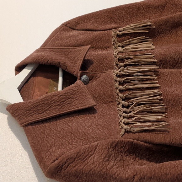 SADDLE RIDGE brown fringe western jacket - size medium - Picture 2 of 12
